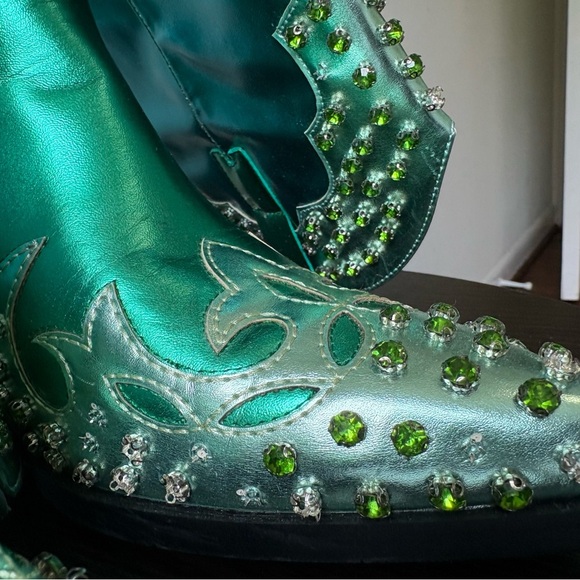 Azalea Wang Bright Green Cowboy Boots Size 8.5 Women - Picture 3 of 9